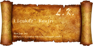 Licskó Kevin névjegykártya